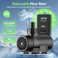 hygger 15W-100W Water Pump with Controller (Up to 3430GPH), Submersible/Inline Return Pump with Adjustable Mode/Flow, 2 