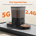 HoneyGuaridan Automatic Cat Feeder for 2 Cats,3.5L Dual Cat Food Dispenser, 2.4G/5G WiFi APP Control for Multiple Cats,2 Stainless Steel Bowls & 2 Slow Feeder Anti-Choking Bowls, Dual Power