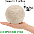 DMZBJ 4-Inch Sisal Cat Toy Balls with Crinkle Sound | Indoor Cat Toys for Teething, Claw Sharpening & Play | Large Size Prevents Rolling Under Furniture (White)