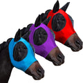 Fly Masks for Horses with Ears Set of 3, Comfort Fit Stretchy Fabric with UV Protection Soft on Skin Breathability for A