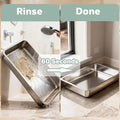 Amibud Low Entry Stainless Steel Cat Litter Box for Kittens Small cat, Metal Shallow Kitty Litter Box, Easy Access Kitty Litter Pan Tray,Pet Bathroom Accessories-15.75''Lx 11.81'' W x2.76'' H