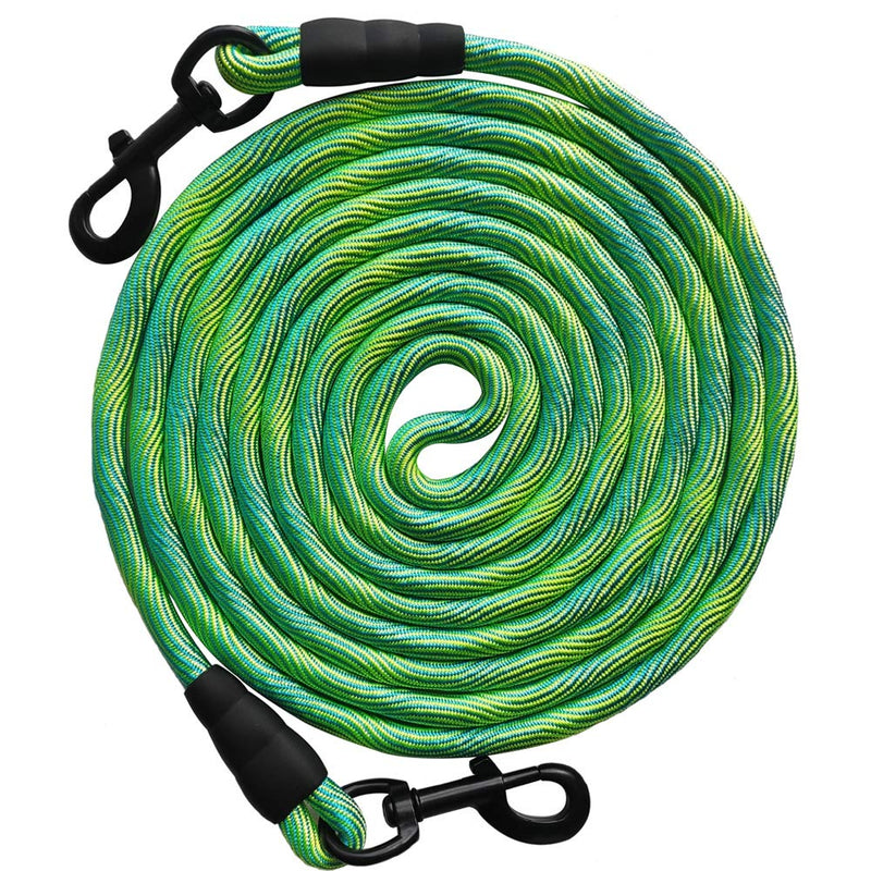 BTINESFUL 8ft 12ft 20ft 30ft 50ft 75ft Dog Tie-Out Long Tether Rope Leash, Outdoor Yard Leash- Large Medium Small Dogs Training, Playing, Camping, Backyard (Green, 12 Foot)