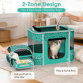 Petimber Portable Cat Playpen with Litter Box, Foldable Indoor Outdoor Cat Enclosure, Collapsible Kitten Playpen, Pet Tent for Cats Rabbits Puppies