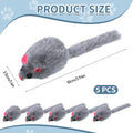 5 PCS Cat Toy Mice, Gray Fur Rattle Mouse Toys for Cats Realistic Mice Animal Toys Artificial Fur Pet Supplies Interacti