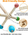 Bird Stand Perch Toy, Interactive Spinning Parakeet Toys, Wooden Exercise Wheel Parrot Toy, Enrichment Cockatiel Toy for Birds Cage, Bird Cage Accessories Perch Toys for Budgies (Small)