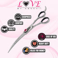 Kenchii Love Dog Grooming Scissors, 7 Inch Curved Shears, Dog Scissors for Grooming, Professional Pet Grooming Scissors, Ergonomic & Comfortable