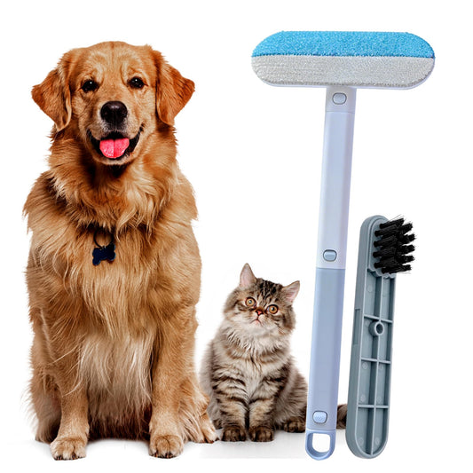 OKKÖBI Pet Hair Removal Tool, Reusable Pet Hair Remover for Furniture, Couch, Carpet & Bedding, 17.3" Handle, Wide 7.3" Head, Mini Detail Brush, Easy Clean