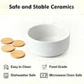 Elevated/Raised Ceramic Dog Bowl with Bamboo Stand，6 Inch 3.6 Cups Non Slip Heavy Weighted Single Pet Dish, for Small Medium Breed & Cats,Reduces Neck Strain White