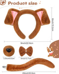 Zhanmai 5 Pcs Carnival Animal Costume Kid Bear Puppy Dog Pup Kangaroo with Tutu Ear Headband Bowtie Tail Paws for Boys G