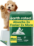 Earth Rated Puppy Pads, Max Absorbency Pee Pads for Dogs, Absorbs 2X Faster & 2X More, Leak Prevention, Potty Training, Fragrance-Free, Unscented, Regular [L], 22” x 23”, 40 Count