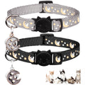 Baeuppit 2Pcs Breakaway Cats Collars Cat Collars for Boy & Girl Cats Adjustable Kitten Collars with Bell,Black+Gray