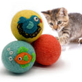Hustle & Blush Love Ewe Felted Cat Toys 3 Pack - 2 Inch Fish & Bird Hand Made Cute & Fun Design Kitten Wool Felt Balls for Indoor Play & Exercise - 100% New Zealand Handmade Felted Balls
