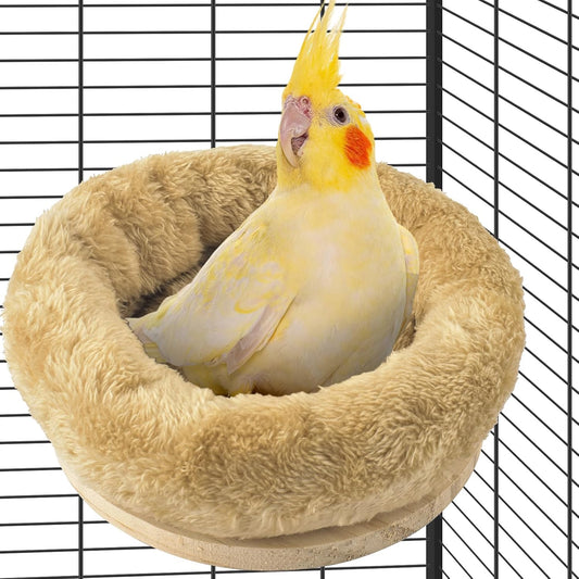 DBNESS Medium Bird Nest for Cage, Removable Plush Parrot Hammock Warm Resting Perch Platform for Budgies Cockatiel Conure Parakeet Hamster Washable Breeding Sleeping Lay Eggs Nesting (Grey, M)