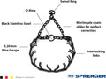 Herm Sprenger Black Stainless Steel Prong Dog Training Collar with Swivel Pet Pinch No-Pull for Dogs Anti Pull 3.2 mm x 23 in