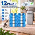 12 Pack Cat Litter refill Bags,Compatible with Genie Litter Refills, 100% Enhanced Odor Control