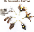 Cat Insect Feather Toys Replacement Cat Toy Wand Refills, 6 Pieces Natural Insect Cat Toy Feathers Refill, Interactive C