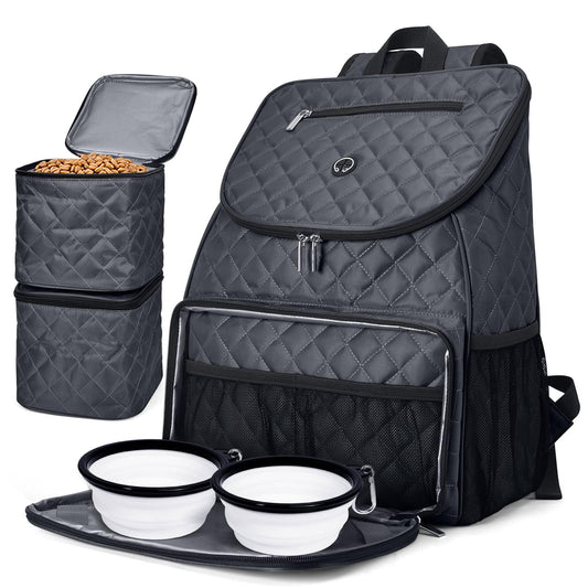 BAGLHER 丨Dog Travel Bag,Airline Approved Pet Supplies Backpack, Dog Travel Backpack with 2 Silicone Collapsible Bowls and 2 Food Baskets.