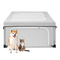 EHEYCIGA 42x42x26 Inches Puppy Playpen with Top Cover for Dogs & Cats Indoor or Outdoor - Dog Playpen with Door, Dog Fence for Small Animal with Heavy-Duty Oxford & Steel Frame, Sliver Grey