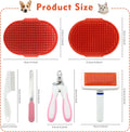 Cat Grooming Kit Set with Pet Shedding Slicker Brush Nail Clipper Trimmer Pet Massage Bath Glove Flea Comb for Bunny Pup