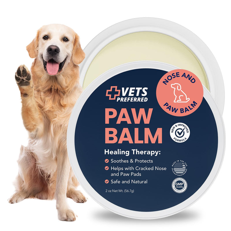 Vets Preferred Paw Balm Pad Protector for Dogs – Dog Paw Balm Soother – Heals, Repairs and Moisturizes Dry Noses and Paws – Ideal for Extreme Weather Season Conditions - 2 Oz