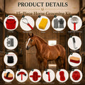 Horse Grooming Kit, 15-Piece Horse Brush Set with Red Tote Bag, Long Shedding Blade, Hoof Pick, Curry Comb, Sweat Scrape