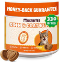 MUITIBITES 7.76 oz Skin & Coat Bites for Cats - with Omega 3, Omega 6 from Salmon Oil for Cats,Cat Vitamin E, Biotin - Supports Cat Skin Care,Anti Shed & Allergy Relief - Cats Skin and Coat Supplement