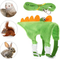 Ferret Harness and Leash Set Small Animals Vest Harness with Safe Bell Dinosaur Shaped Leash Set for Baby Rabbit Guinea 