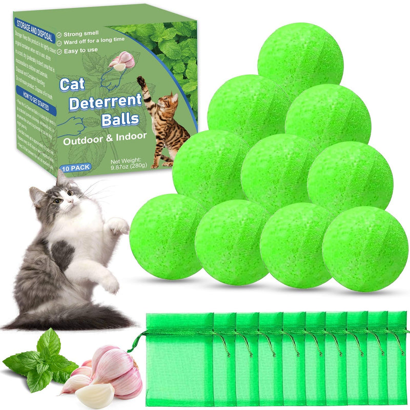 Cat Deterrent Outdoor, Cat Repellent Outdoor, Natural Peppermint Oil Cat Deterrent Outdoor and Indoor, Keep Cats Out of Yard Permanently, Keep Cats Off Lawn, Garden, Furniture, Mulch & Flower, 10 Pack