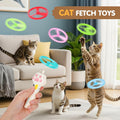 AGIFTMIND Cat Fetch Toy, Rechargeable Flying Disc Launcher with 6 Flying Discs, Cat Interactive Hunting Toys for Outdoor & Indoor (White)