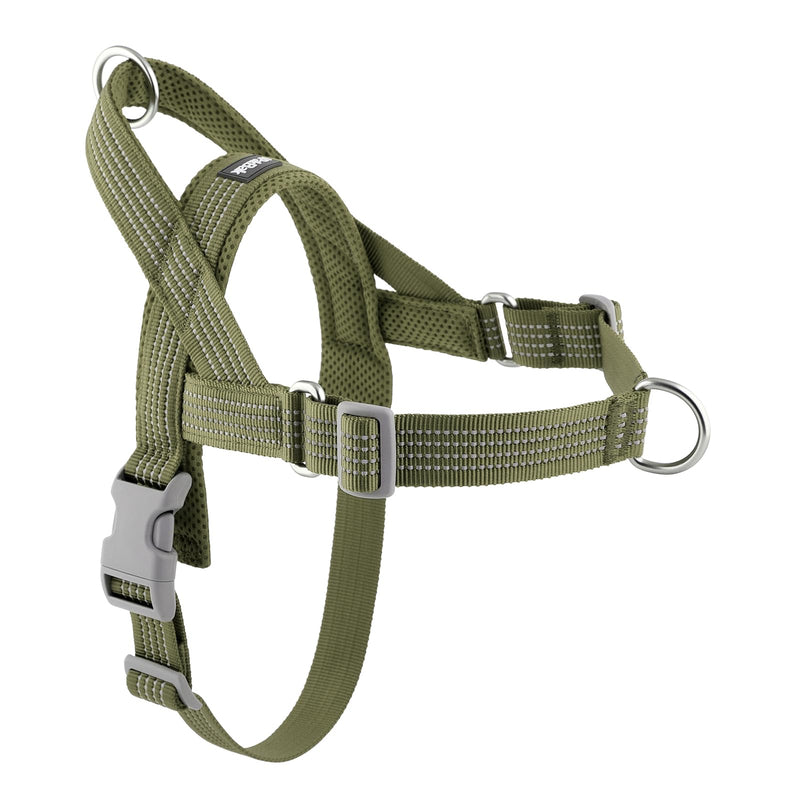APakBak No Pull Dog Harness with Handle, Adjustable Mesh Padded Reflective Walking Harness with Front Clip for Small Medium Large Dogs – Quick Fit No Escape for Training and Hiking (Ranger Green, M)