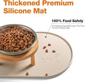 Elevated Cat Bowls with Food Mat,6.3 Inches Shallow Raised Bowls Whisker Friendly,2 Stainless Steel Cat Food and Water Dishes for Cats and Puppies,Dishwasher Safe