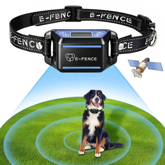 Wireless GPS Dog Collar Fence-Invisible Electric Containment System.No Monthly Fee,Adjustable Beep.Vibration & Static.48H Waterproof Rechargeable Collar for Backyard Escape Prevention & Camping