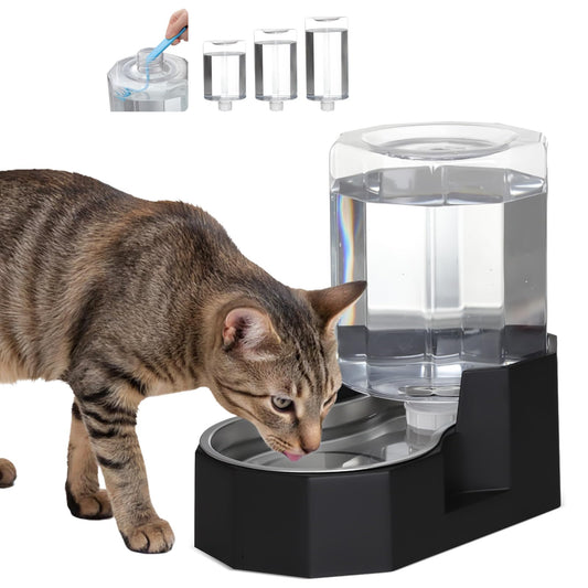 Sfozstra 5L Gravity Dog Water Dispenser with Stainless Steel Bowl - Octagonal & Spill-Proof, Non-Slip Base, Easy-Clean, No Power Needed, for Cats & Small Dogs, for Kitchen or Crate Area