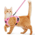 Cat Harness and Leash for Walking Escape Proof Soft Adjustable Cat Leash Breathable Comfortable Vest Easy to Wear Kitten Harness for Outdoor Travel (Pink, S (7-12lb))