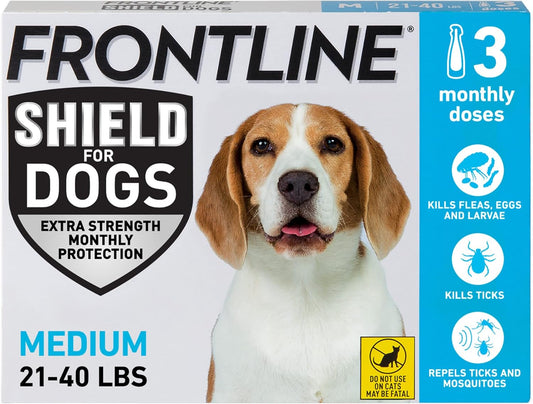 FRONTLINE Shield Flea & Tick Treatment for Medium Dogs 21-40 lbs. Count of 3