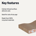 Amazon Basics Cat Scratching Post, Cat Scratch Pad for Indoor Cats with Catnip, Single Layer with Curve, 16.5 x 8.1 x 1.6 in, 2-Pack
