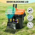 46" Pooper Scooper Swivel Bin & Rake for Large Small Dogs with Bag Attachment, Long Handle Poop Scooper with Lid for Yar