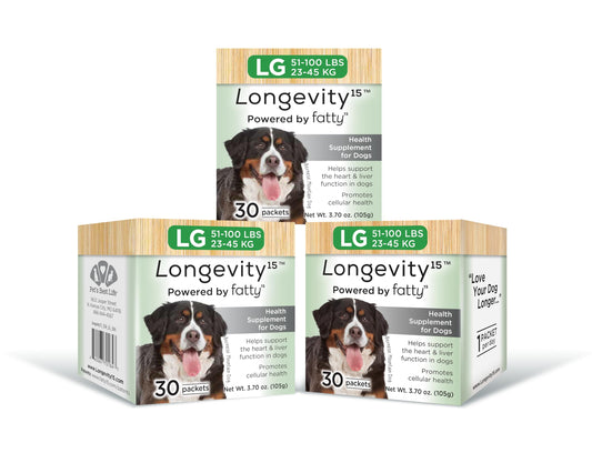 Yummy Combs Longevity15 – C15:0 – Fatty Acid Health Supplement for Dogs – Healthy Pet Supplies – for Large Dogs, 3 Pack