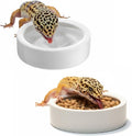 Escape-Proof Reptile Food Dish Bowl, Ceramic Reptile Feeding Dish & Small Animal Bowl for Lizard, Leopard Gecko, Hermit 
