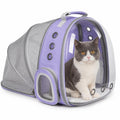 Expandable Cat Backpack Carrier, Breathable Clear Bubble Window Pet Carrier for Small Dogs and Cats up to 12 lbs, Airline Approved Travel Bag for Hiking and Outdoor Use (Back Expandable-Purple)
