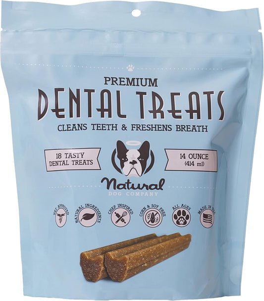 Natural Dog Company Dental Chews for Dogs – 18 Count