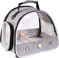 Small Bird Travel Carrier, Portable Bird Travel Cage for Parakeet, Parrot, Budgie, Guinea Pig, Bearded Dragon Reptile Carrier for Hiking Vet Visit Bicycle Ride (Grey)