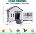 Rabbit Hutch Indoor & Outdoor with Extended Play Area, Plastic Rabbit Hutch with Sloped Roof Drainage, Panoramic Windows