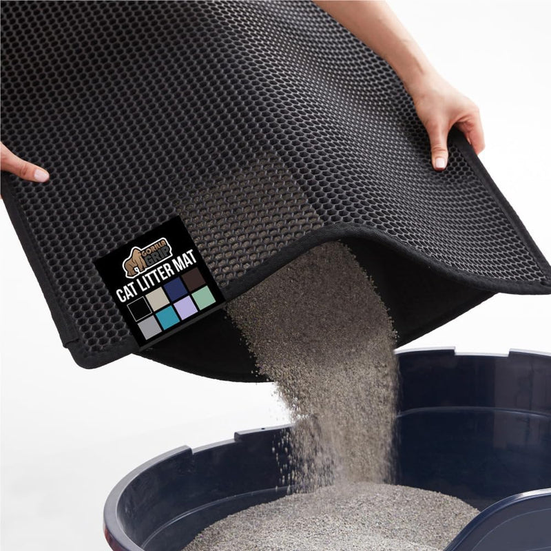 GORILLA GRIP Honeycomb Cat Litter Mat, Soft on Paws, 24x15 Black