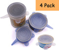 COMTIM Pet Food Can Lids, Silicone Stretch Can Lids Covers for Dog Cat Food, Reusable Expandable Universal Size Fit Most Cans and Jars, 4 Pack