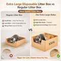 Lounsweer 4 Pack XXL Disposable Litter Boxes, Jumbo Cardboard High Sided
