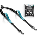 wikiRay Double Dog Leash Coupler for Walking 2 Dogs – No Tangle Dual Dog Splitter with Shock-Absorbing Bungee, Padded Traffic Handles & Reflective Stitching (Sea Green)