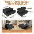 YoehMongYo Extra Large 2 Steps Cat Litter Box Step Cat Litter Box Ramp with Wooden Base Designed for Automatic Litter Box Entry Anti-Tracking Surface & Easy Cleaning for Small & Elderly Cats (Black)