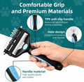 3-IN-1 Pet Grooming Tool - Undercoat Rake, Dematting Comb & Deshedding Brush for Cats, Dogs, Horses - Removes Mats, Tang