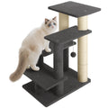 4-Step Pet Steps for Cats/Dogs, Cat Stairs with Sisal Scratching Post, Cat Steps for Older Cats with Enlarge Perch, Pet Stairs for High Bed and Couch, Gray